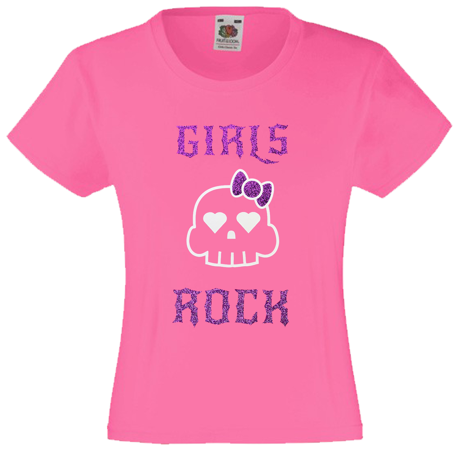 Kids Girls Rock T Shirt Glitter Skull Festival Heavy Metal Grunge Punk ...