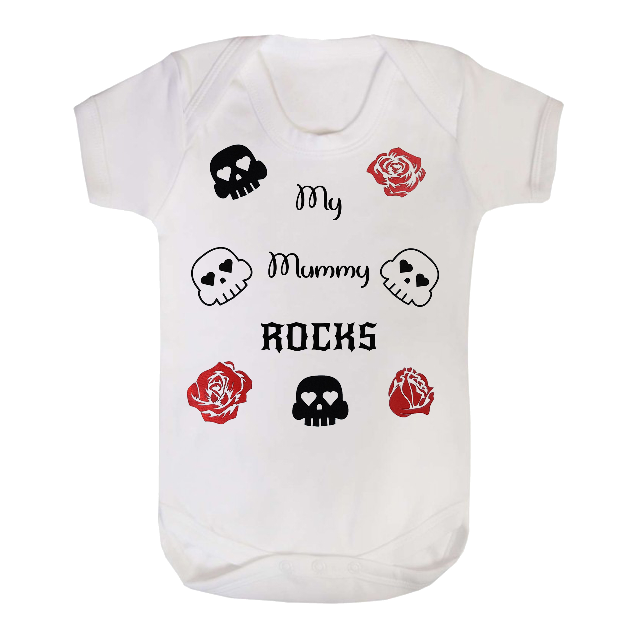 Little rockstars my mummy rocks t-shirt with sparkly red glitter roses perfect for mothers day, birthdays or as a gift or present for your little rockstars