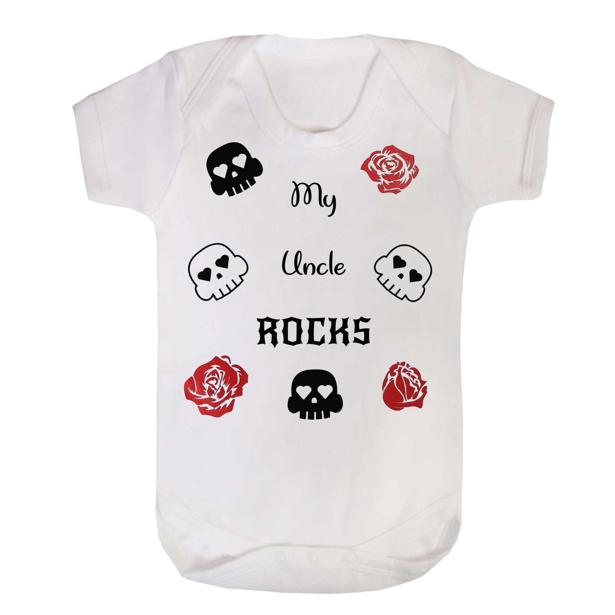 Little rockstars my uncle rocks t-shirt with sparkly red glitter roses perfect for mothers day, birthdays or as a gift or present for your little rockstars